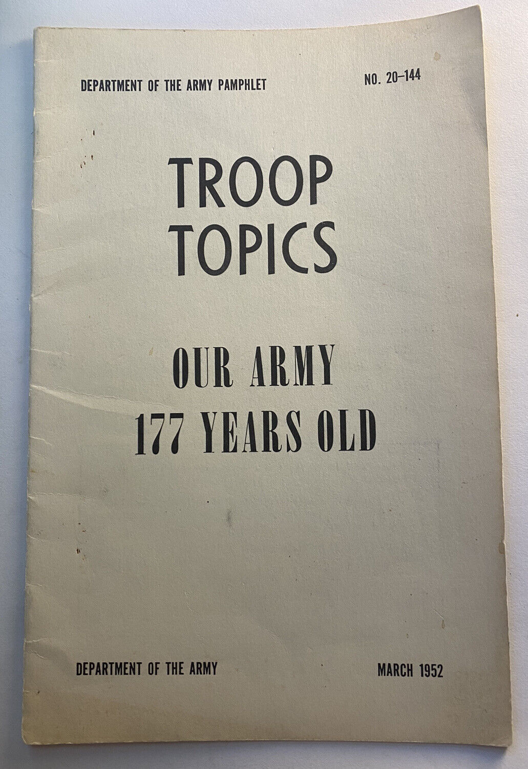 Vintage 1952 45th Infantry Troop Topics Army Pamphlet \
