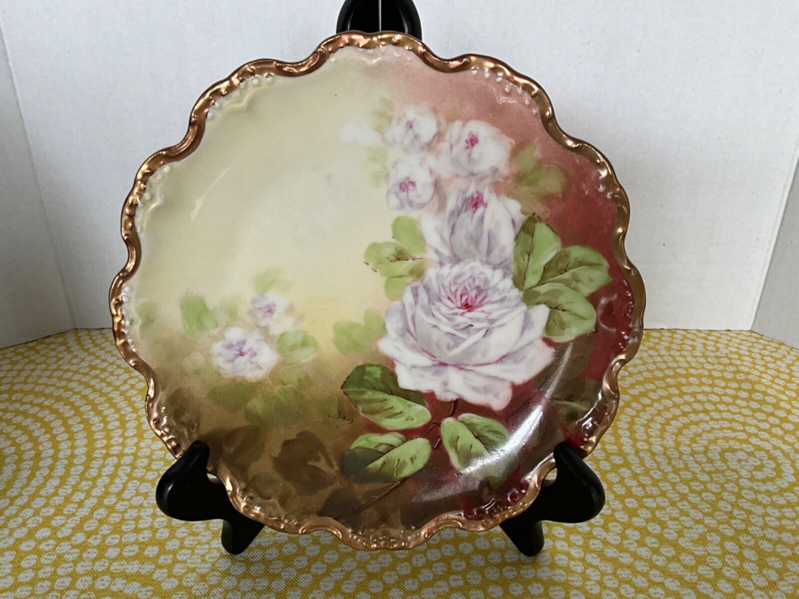 Antique Limoges Flambeau Hand Painted Plate Artist Signed w/Back Stamp