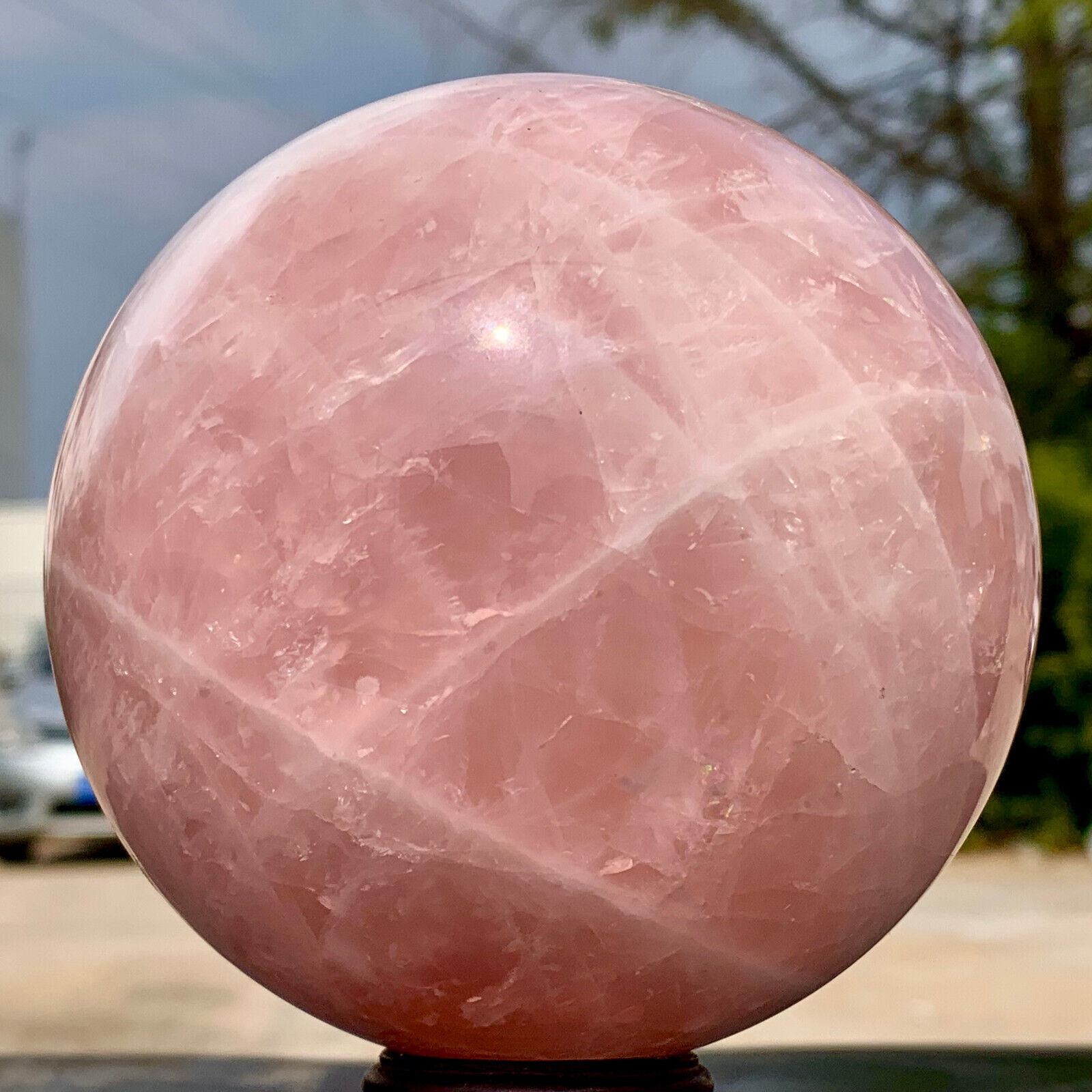3.77LB Natural Crystal Pink Rose Chakra Quartz Sphere healing ball Specimen