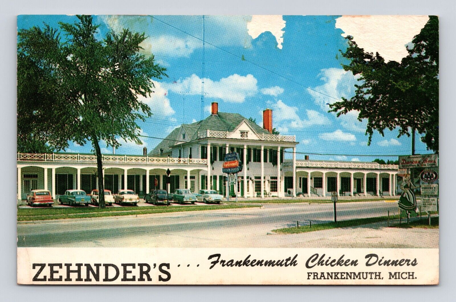 Postcard Zehnder\'s Restaurant  Frankenmuth MI Chicken Dinners 1960 Cancel