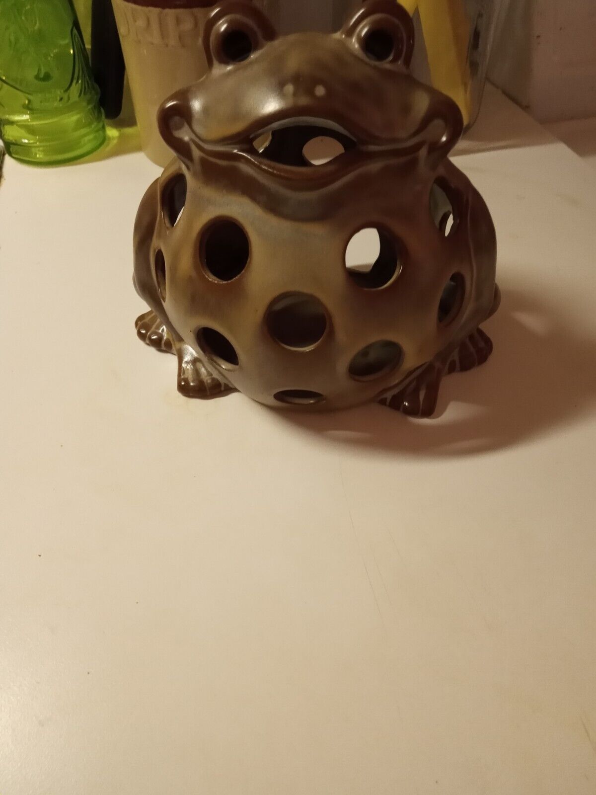 Vintage Hand Painted Ceramic Frog Candle