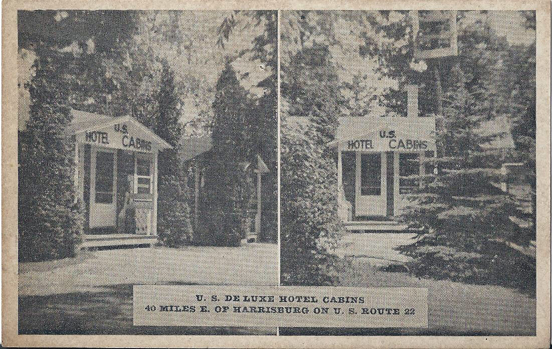 Postcard Pennsylvania Berks County U.S. DeLuxe Hotel Cabins Oak Grove ca1930s