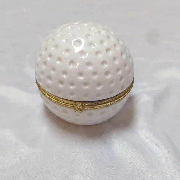Golf Ball Hinged Lidded Ceramic Trinket Ring Dish 3\