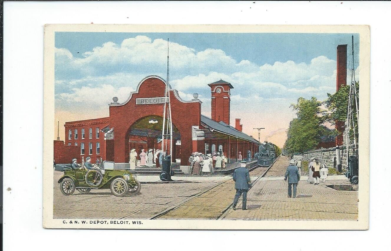 Postcard Post Card Beloit Wisconsin Wis Wi Railroad Depot