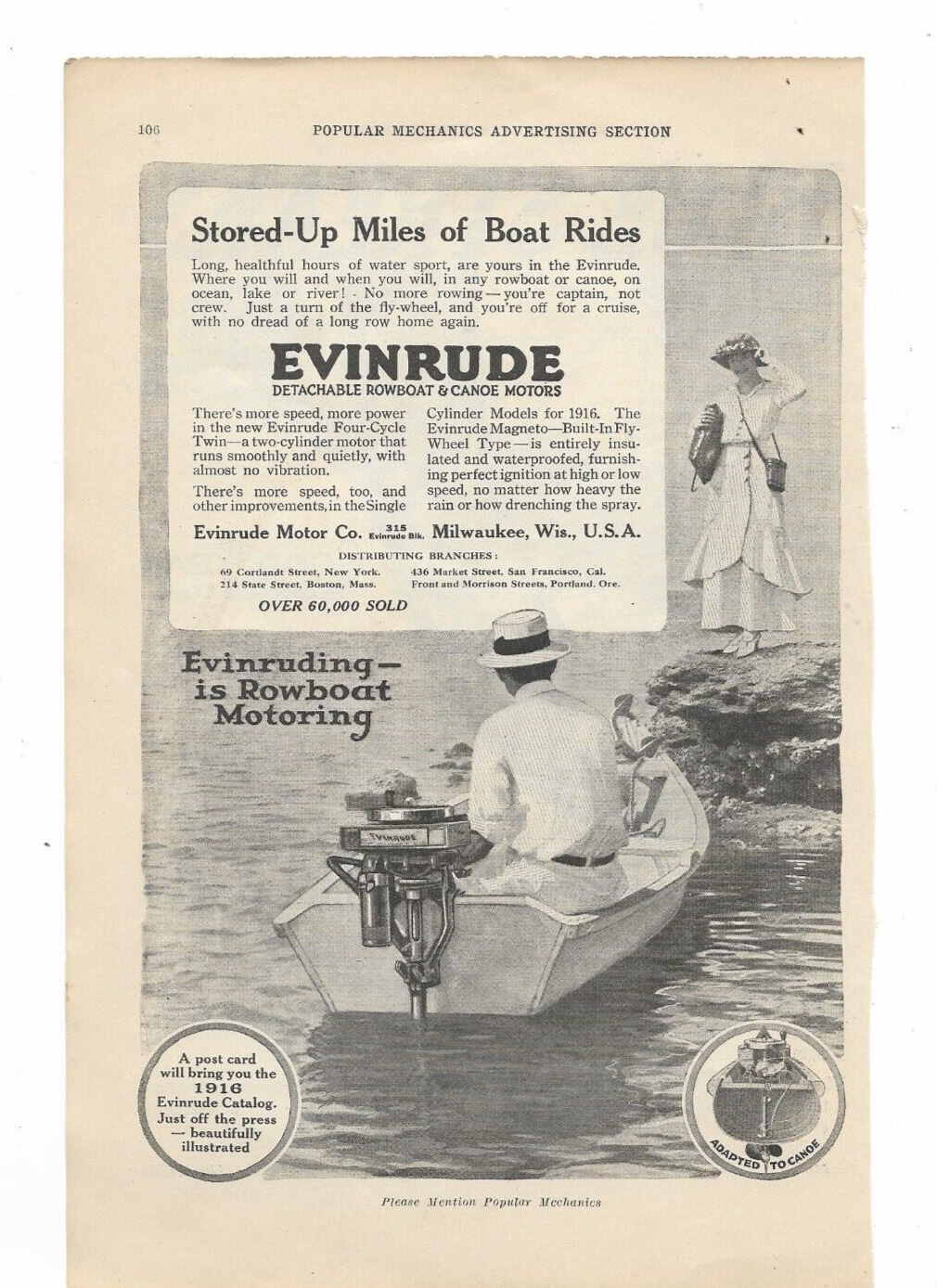EVINRUDE MOTOR CO. BOAT MOTORBOAT WATER FOUR-CYCLE TWIN TWO CYLINDER ENGINE .3