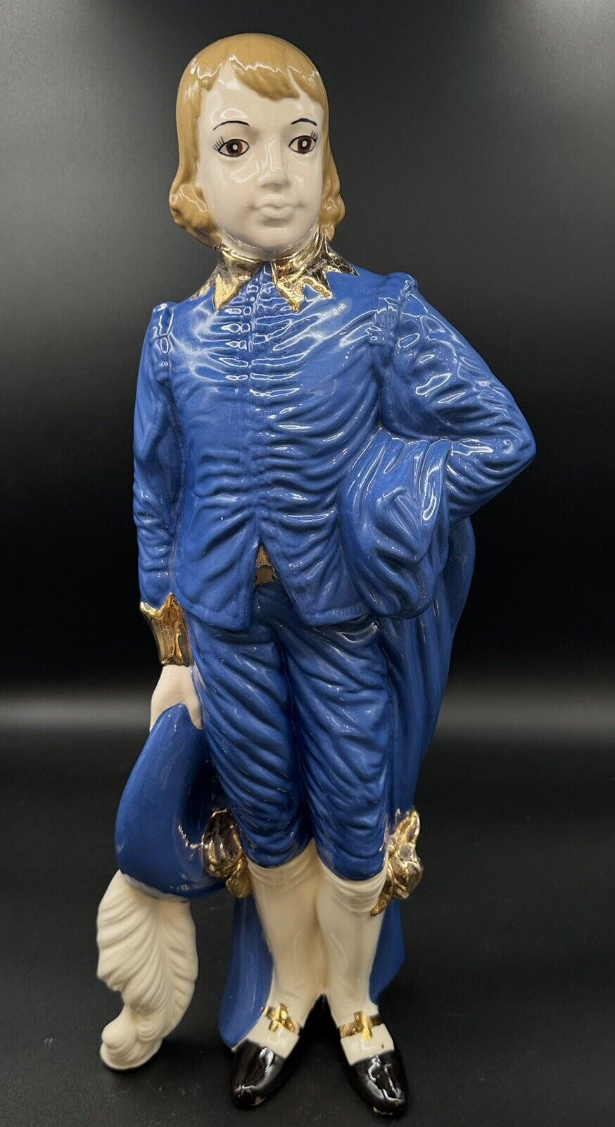 Little Boy Blue Tall Ceramic Statue Figurine Holland Mold Hndmade Brite Elegant