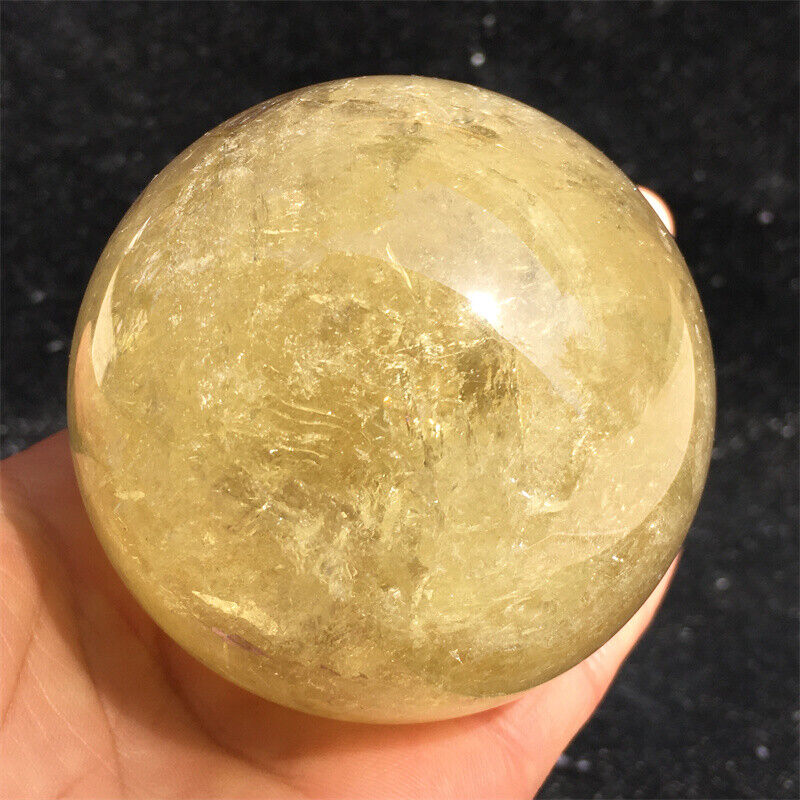 0.72LB TOP Natural citrine Quartz ball carved Crystal Sphere gem reiki Healing