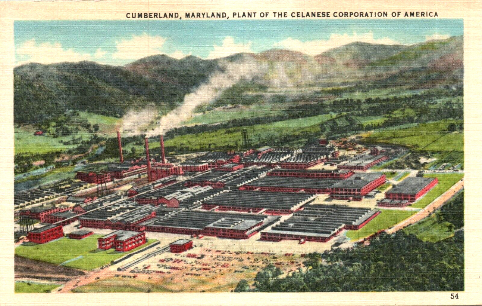 Cumberland Maryland Plant Of The Celanese Corporation Of America Postcard