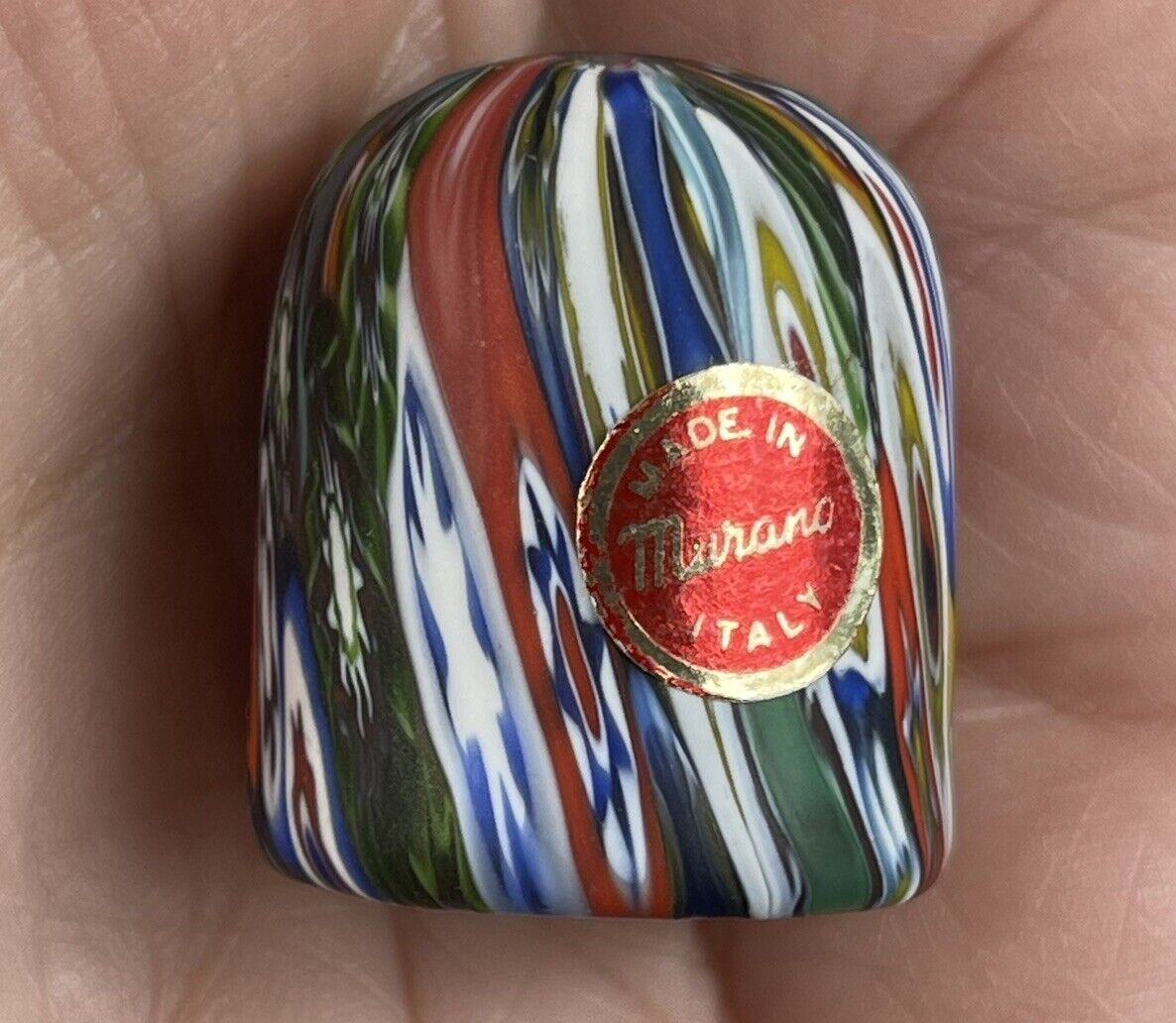 MURANO Colorful Millefiori Art Glass Sewing Thimble Made in ITALY