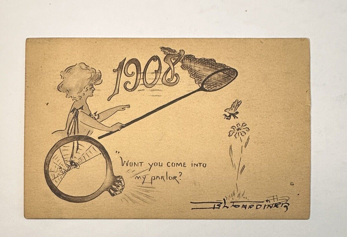 Antique Postcard 1908 “Come Into My Parlor” Diamond Ring BL Gardiner ￼ B73