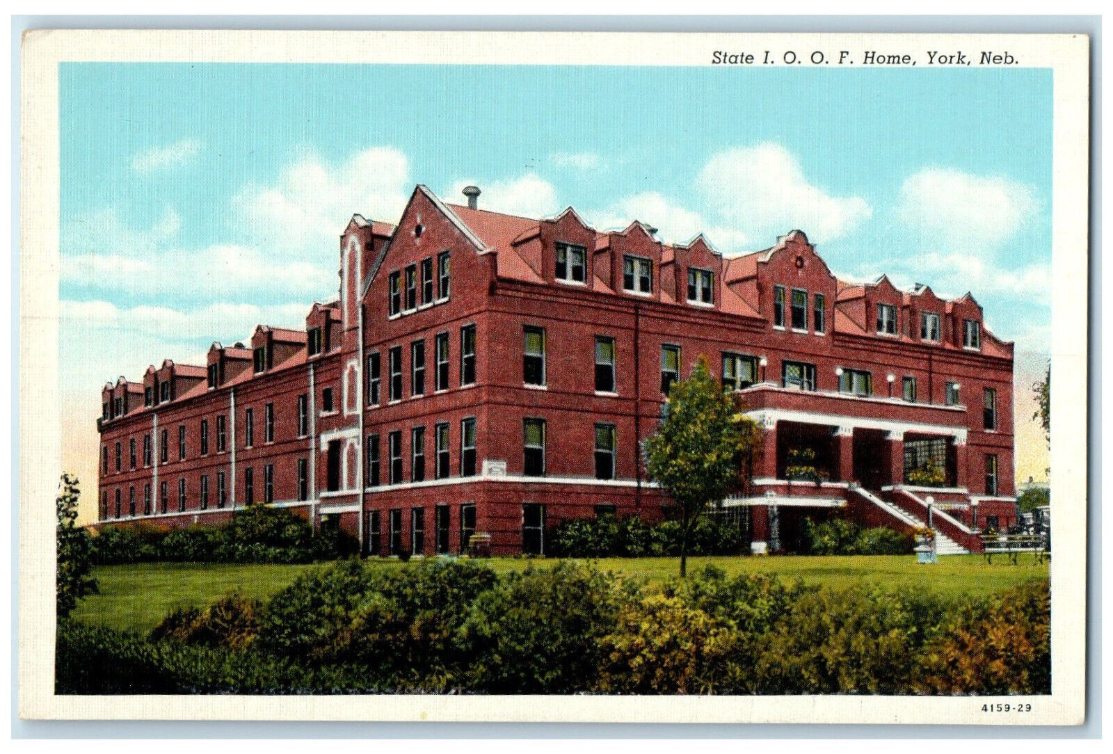 c1940\'s State I.O.O.F. Home York Nebraska NE Vintage Unposted Postcard