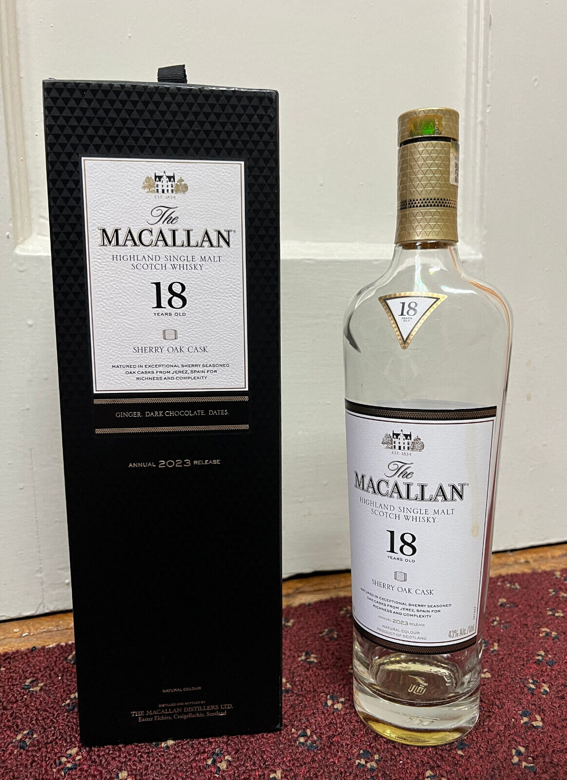 Macallan 18 SHERRY oak 2023 release, bottle and box  for collectors