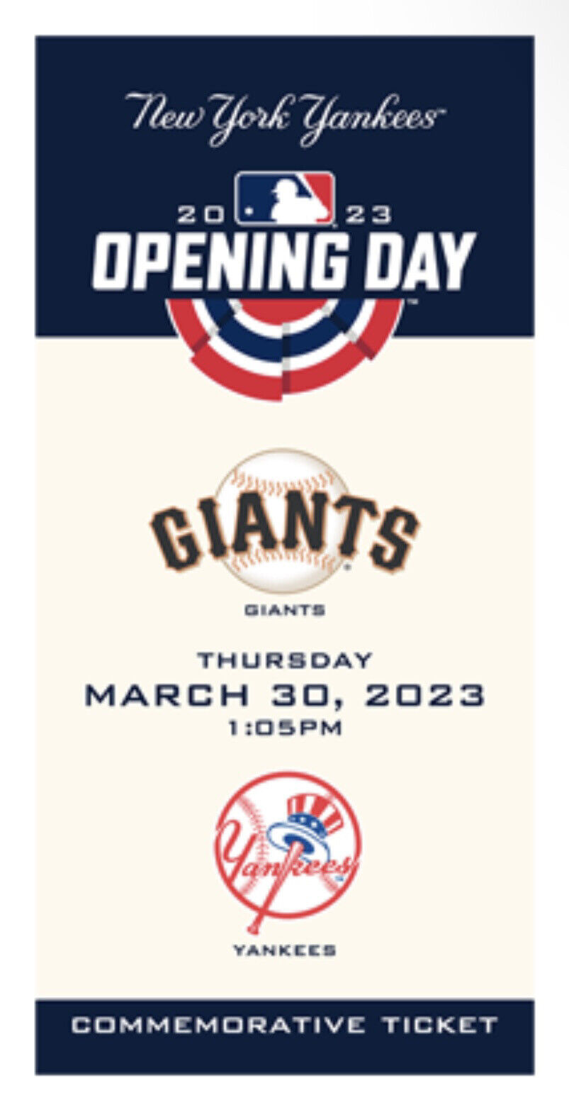 NY YANKEES OPENING DAY COMMEMORATIVE TICKET SGA 2023 SF GIANTS ANTHONY VOLPE