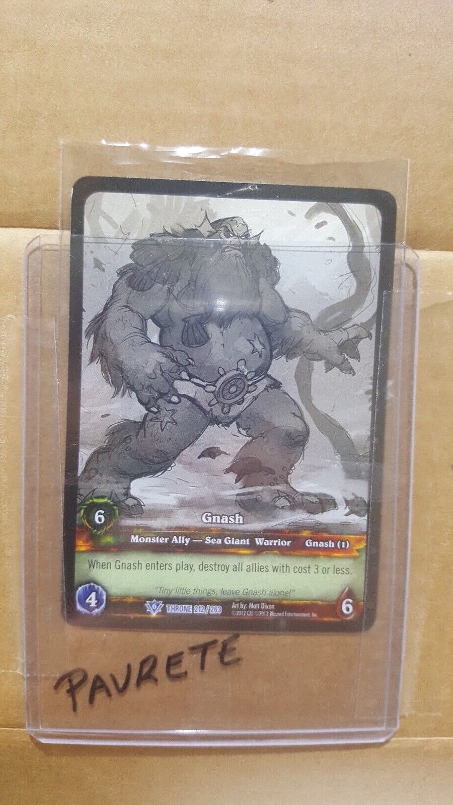 WORLD OF WARCRAFT WOW TCG EXTENDED ART PROMO: GNASH SKETCH CARD RARE