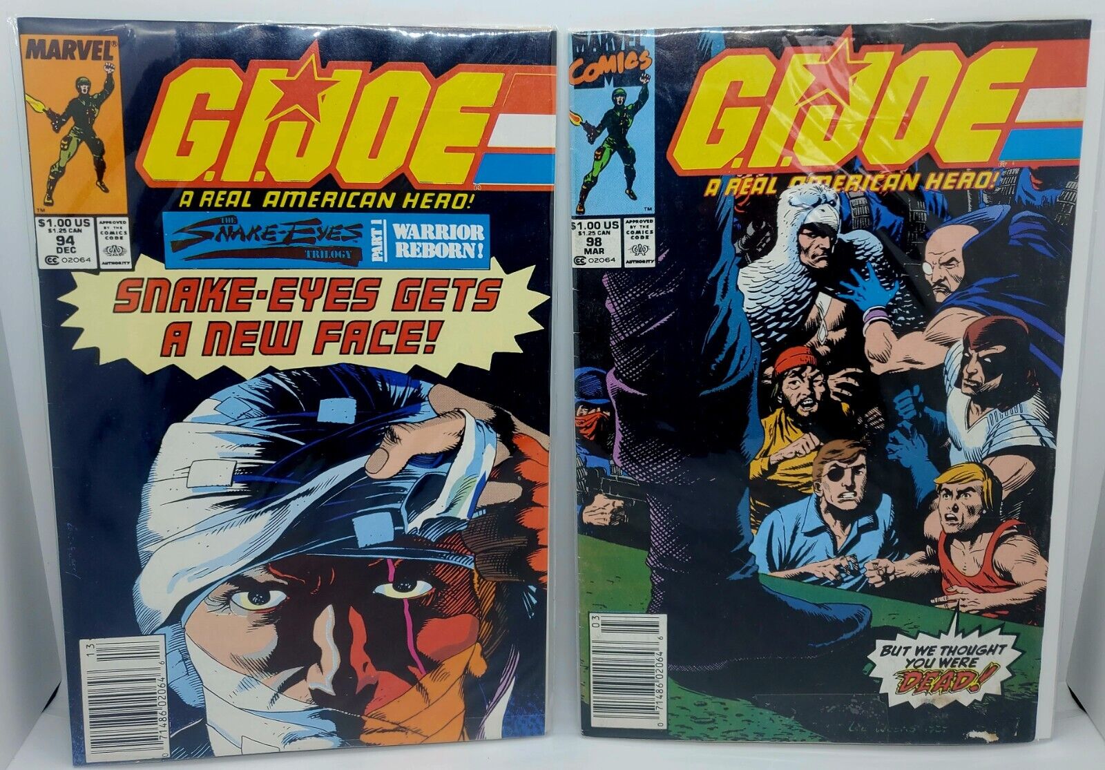 Vintage LOT of 2 G.I. JOE Comic Books #94 & #98 (Marvel Comics, 1989) 🔥