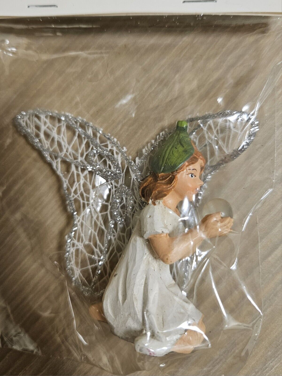 Miniature Fairy Garden - Fairy With Bling Mesh Wings Kneeling Craft Decor 