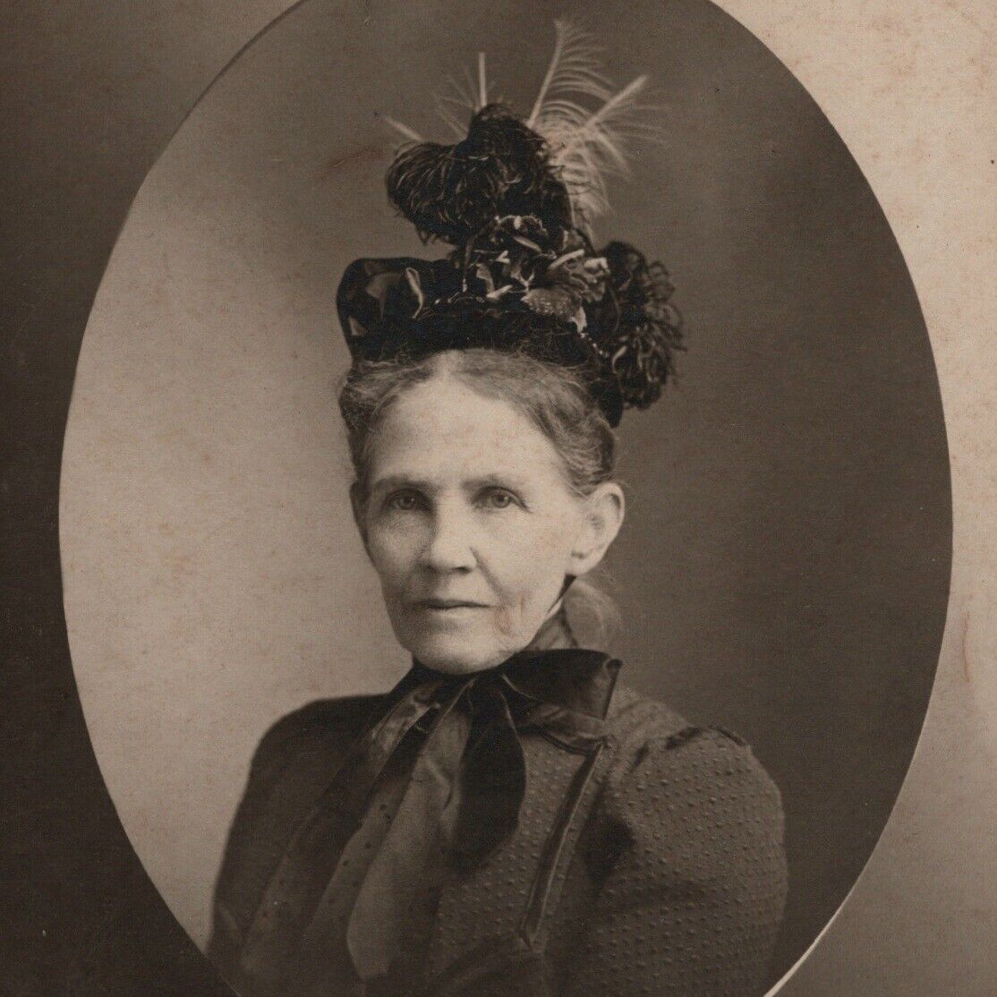 Antique 1899 Feather Hat Aristocrat Lady Portrait Photo Park & Co Brantford Ont.