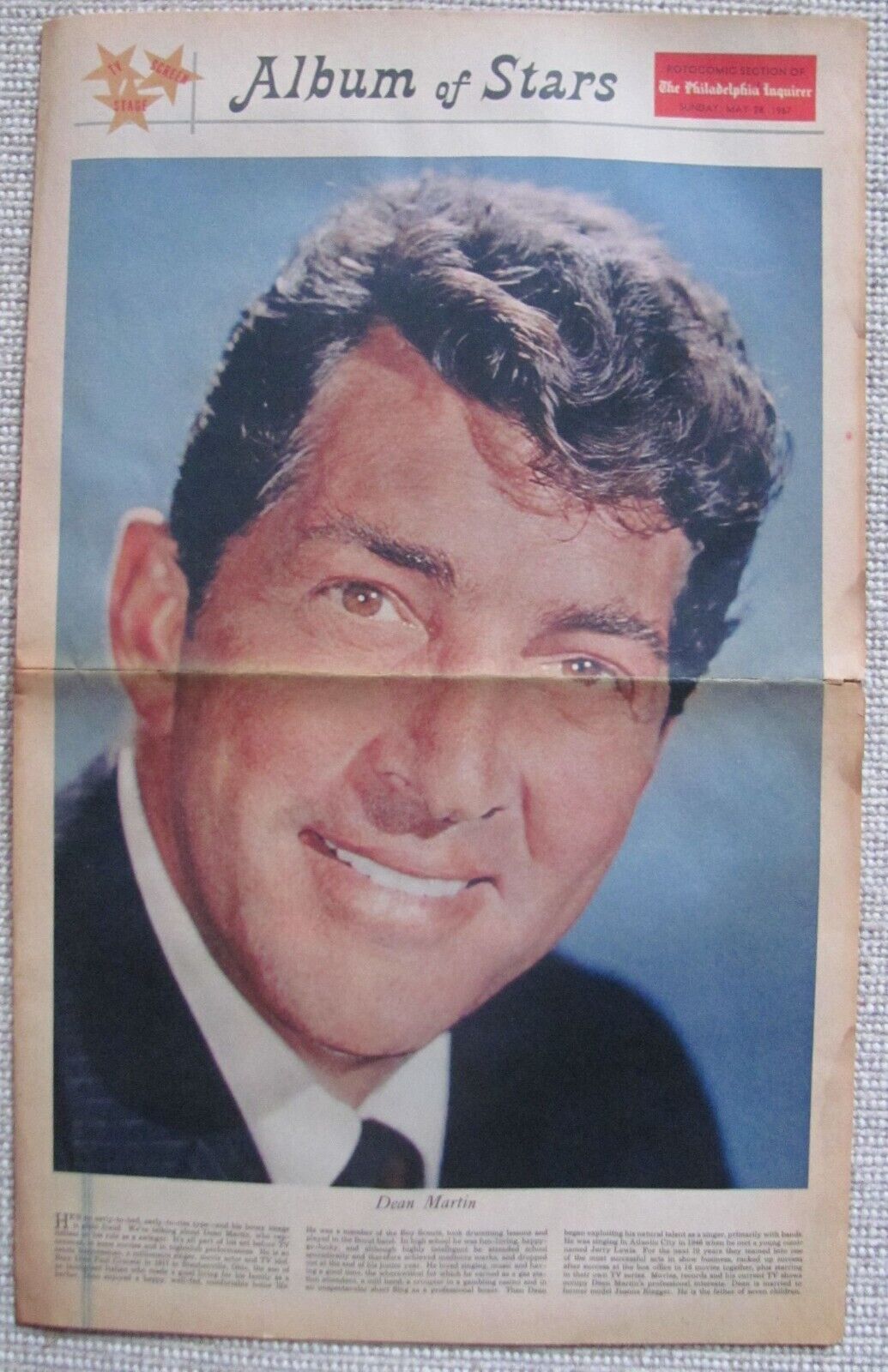 Philadelphia Inquirer Rotocomic Section May 28, 1967 Dean Martin