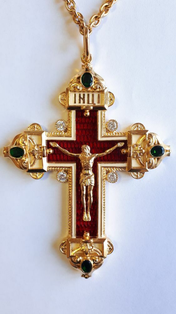 Russian Orthodox Crucifix Pectoral Cross Award based on Faberge. For Bishop. New