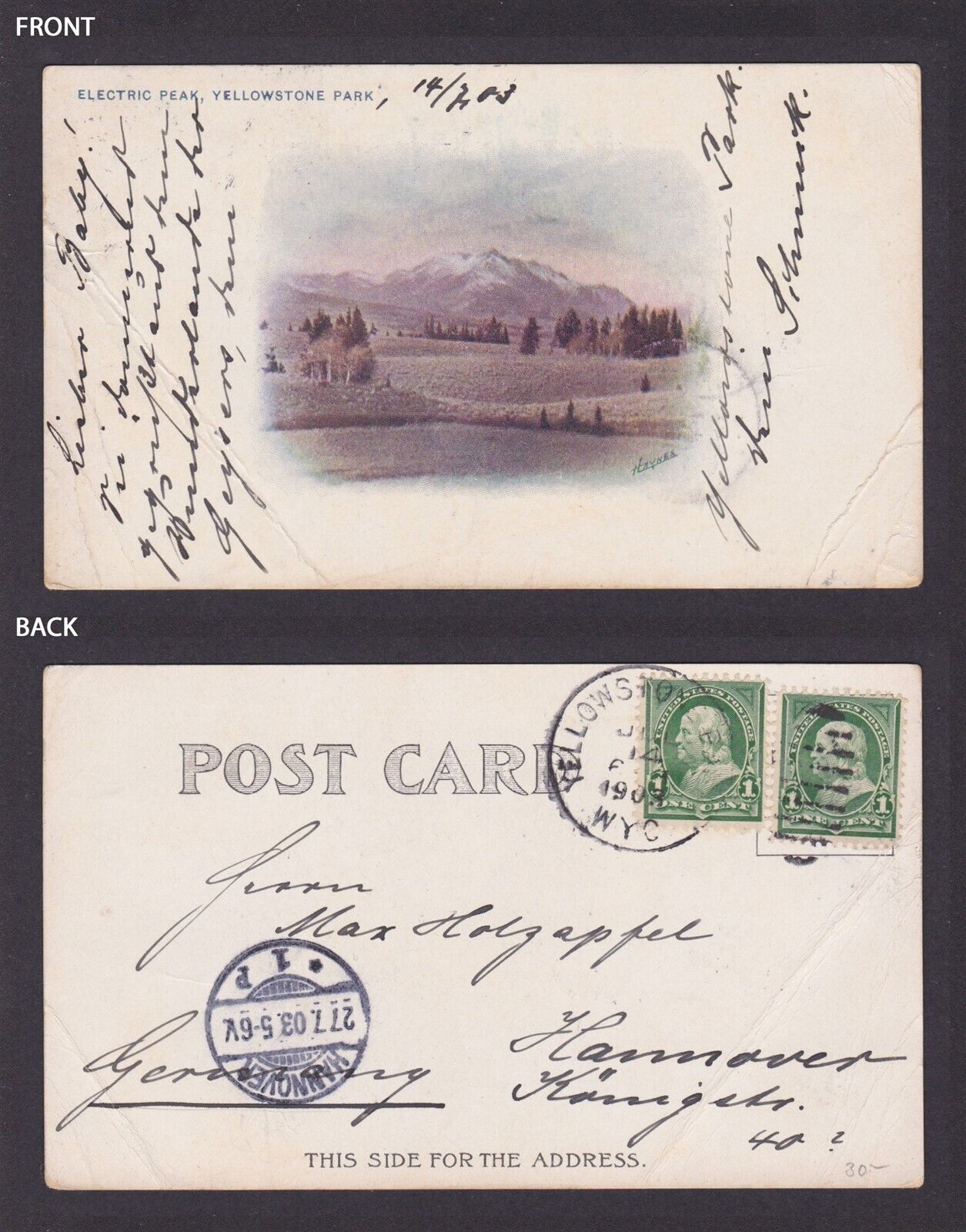 Postcard, United States, Yellowstone Park MT, Electric Peak