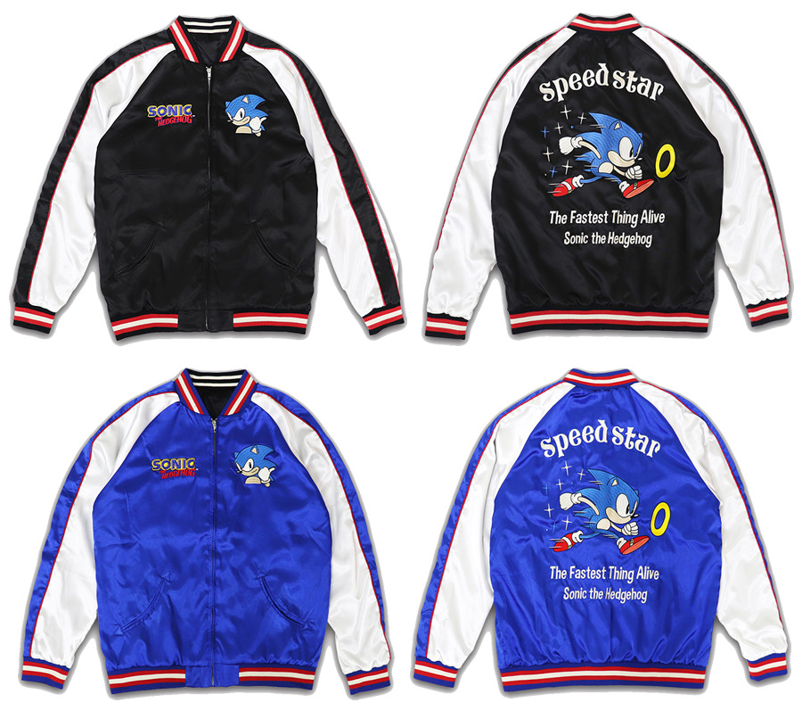 Sega Sonic the Hedgehog Speed Star Satin Jacket Embroidery Sukajan XL Unisex
