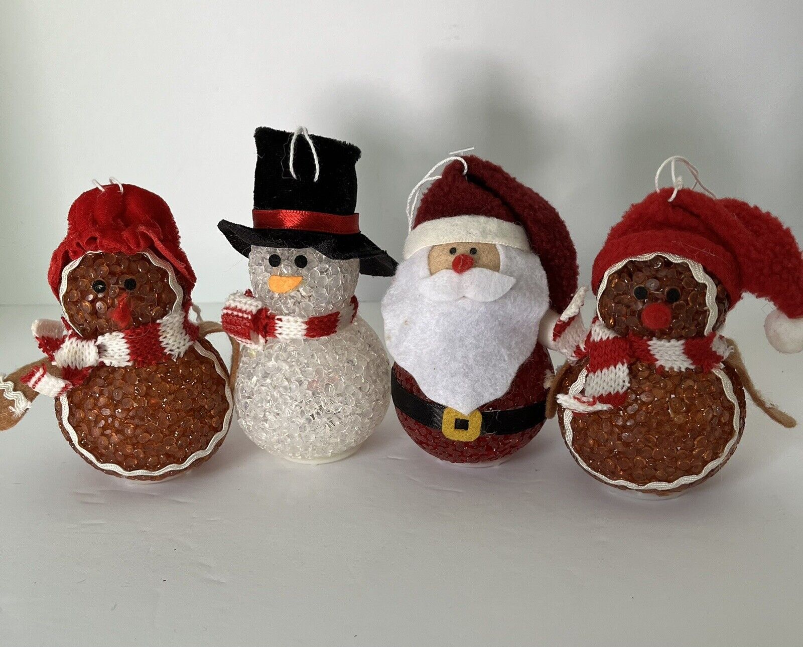 Set Of 4 Vintage Light Up Christmas Ornaments - Needs Batteries- Not Tested