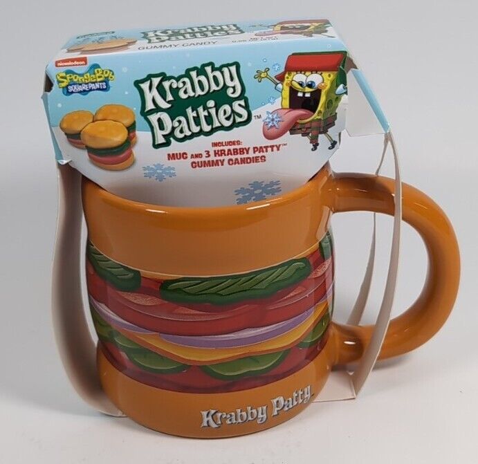 Nickelodeon SpongeBob SquarePants Krabby Patties Coffee Mug & 3 Ct Gummy Candy