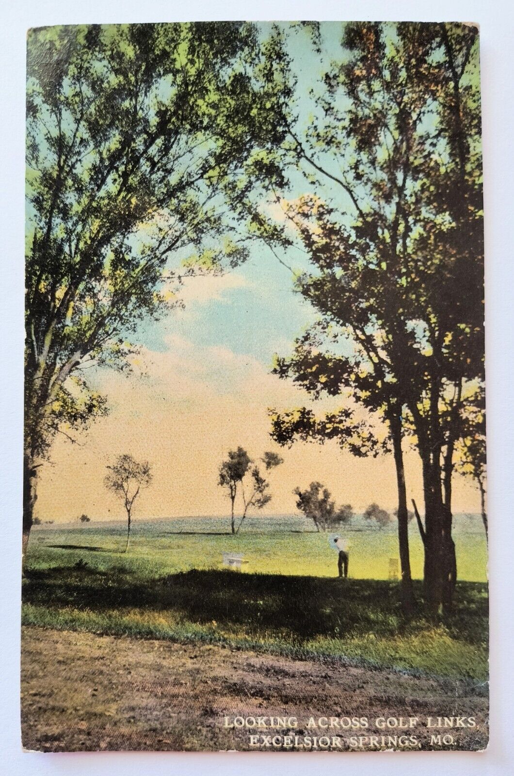 Excelsior Springs MO Missouri Looking Across Golf Links Golfing 1916 Postcard D1