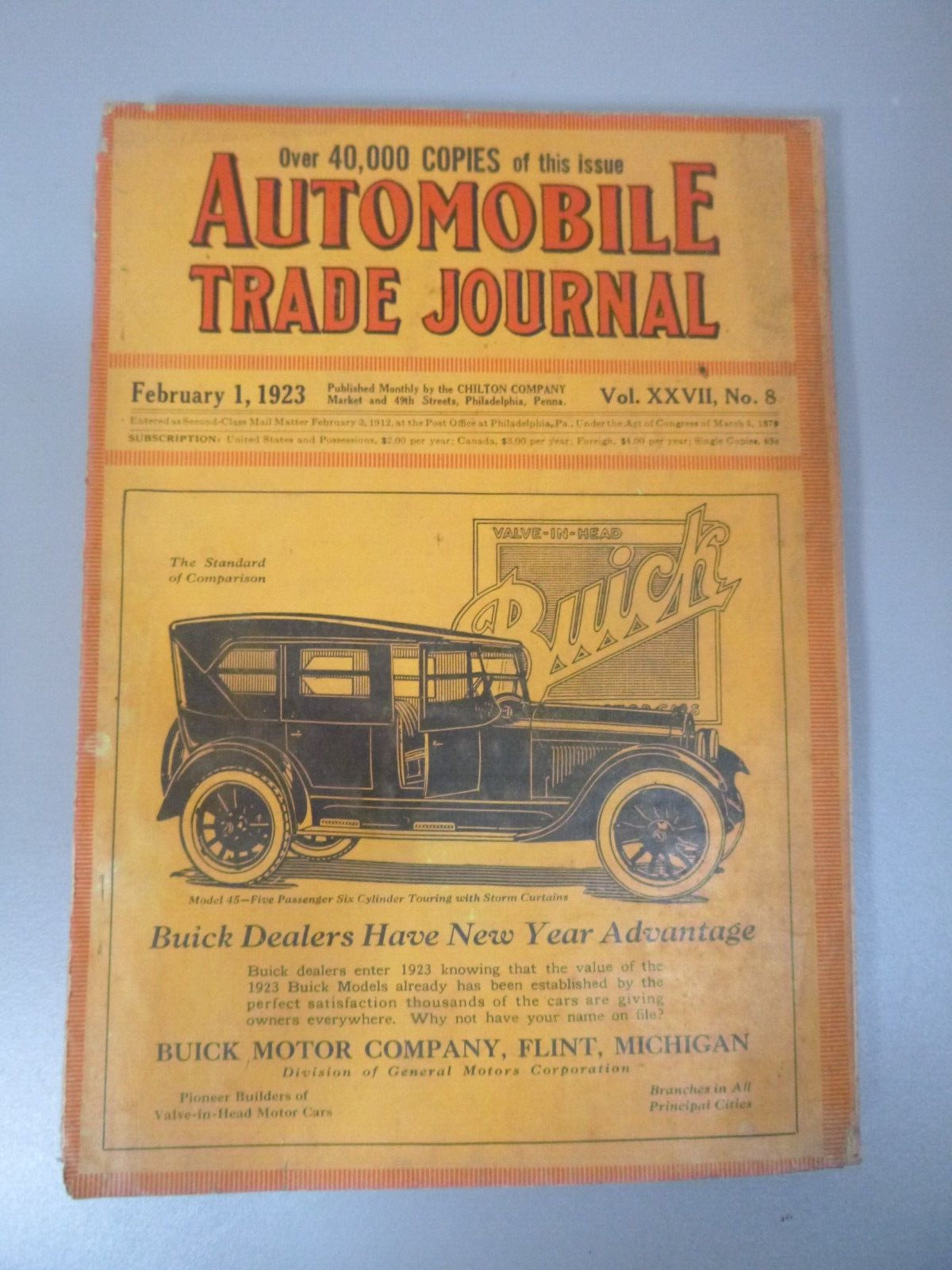 February 1923 Automobile Trade Journal Magazine - Great Color Advertisements