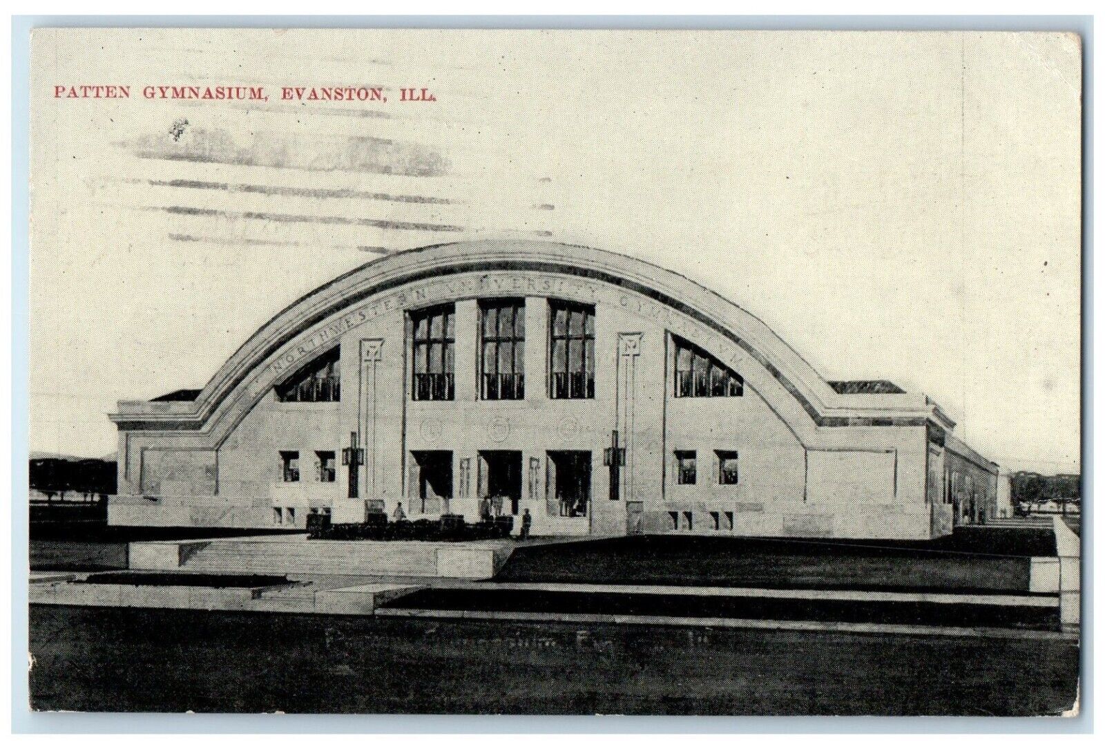 1909 Patten Gymnasium Exterior Building Stair Evanston Illinois Vintage Postcard