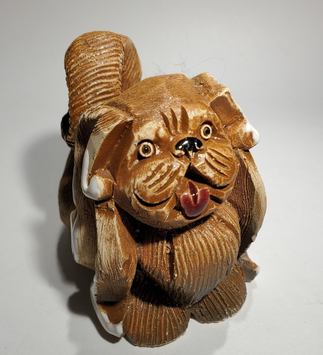 Vintage Artesiana Rinconada Pekingese Dog Sculpture Uruguay Animal Figures Gift