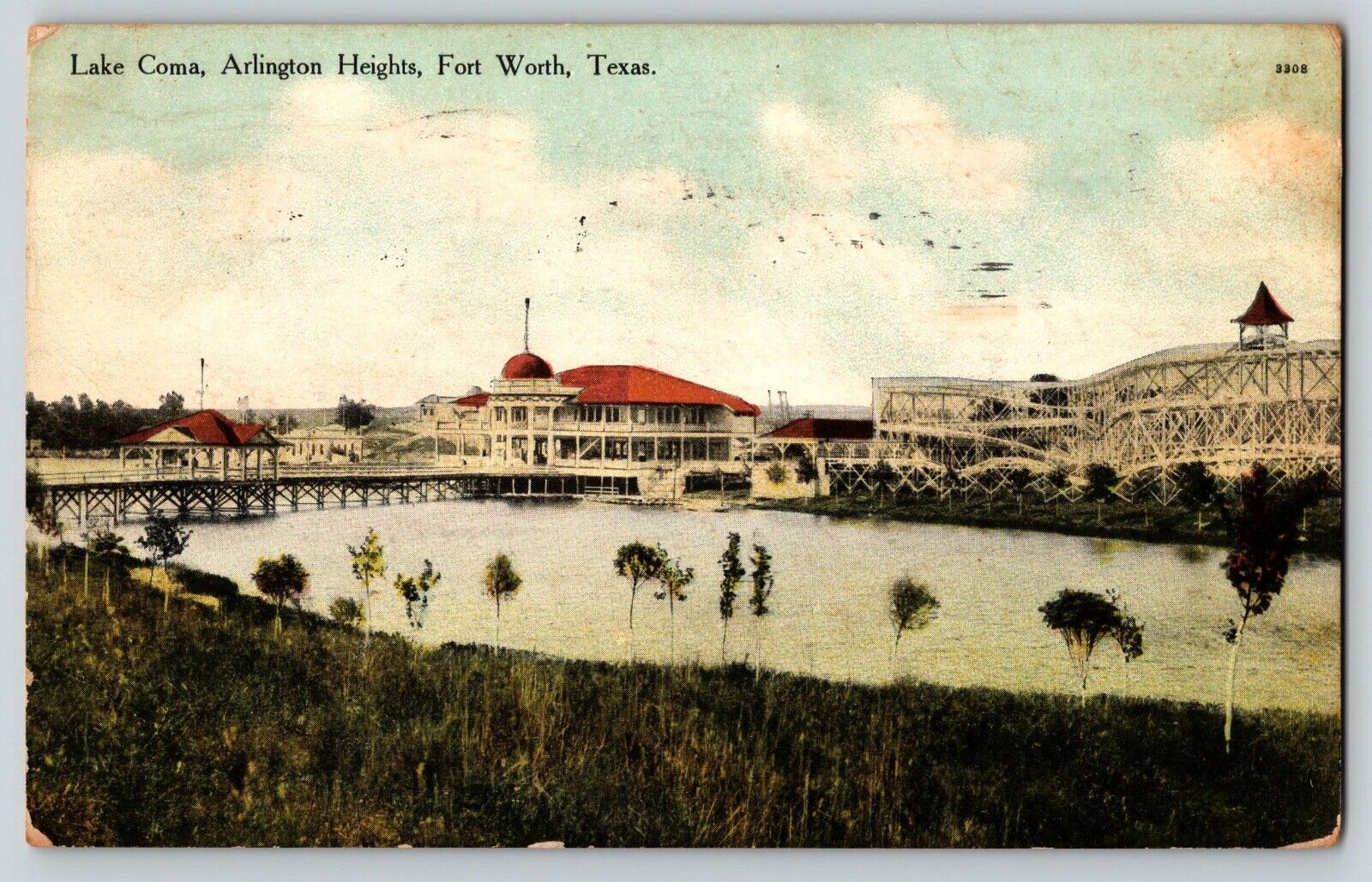 Postcard Lake Coma - Arlington Heights Fort Worth Texas 1910