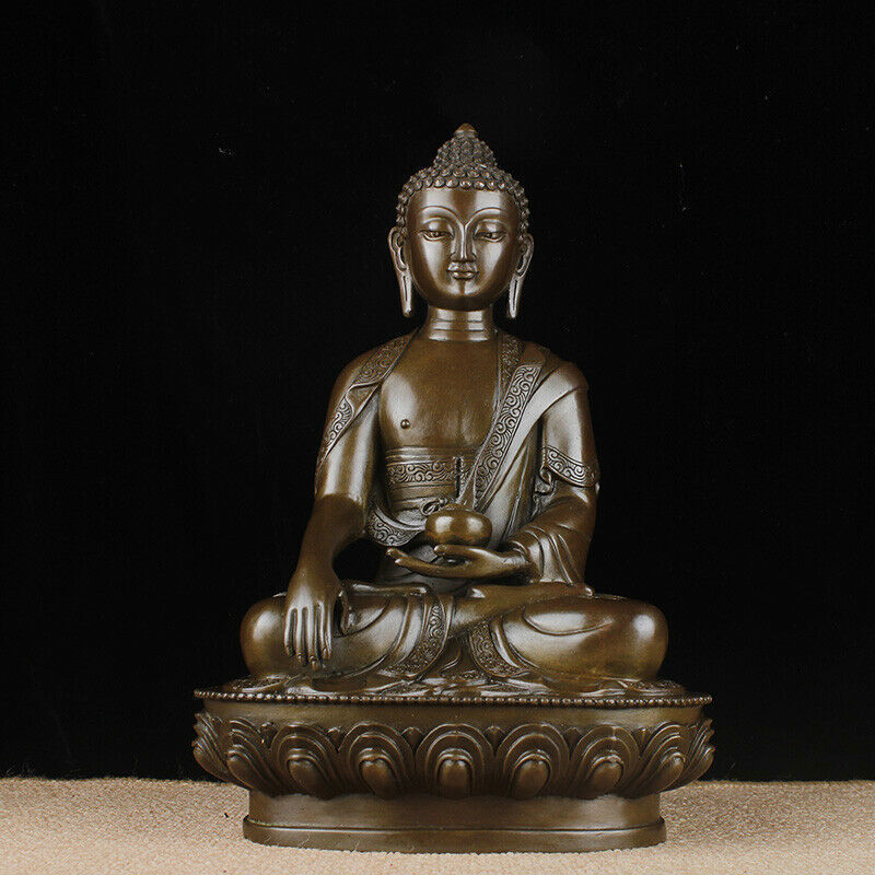 12\'\' China Tibetan Buddhism Shakyamuni Buddha Bronze Statue