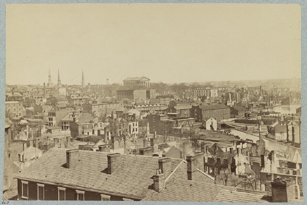 Old 4X6 Photo, 1865 General view with ruins from Gambles Hill, Richmond, VA