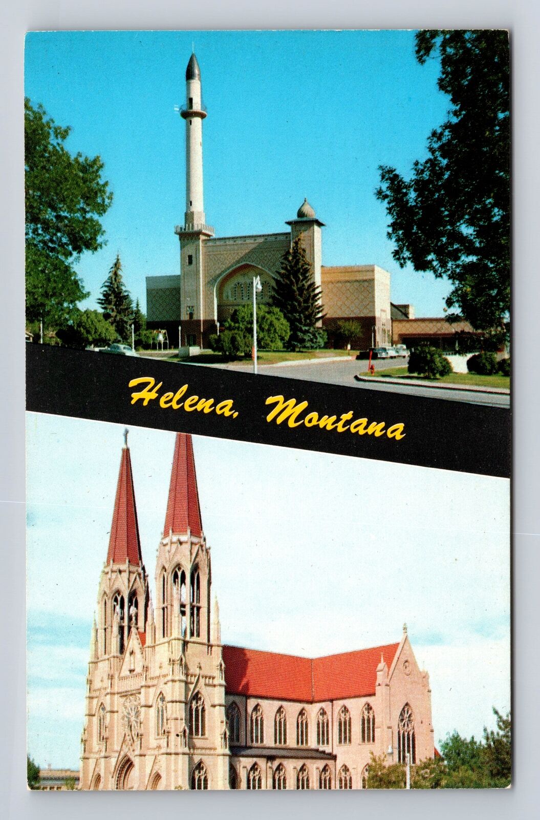 Helena MT-Montana, St Helena's Cathedral, Civic Center, Vintage Postcard