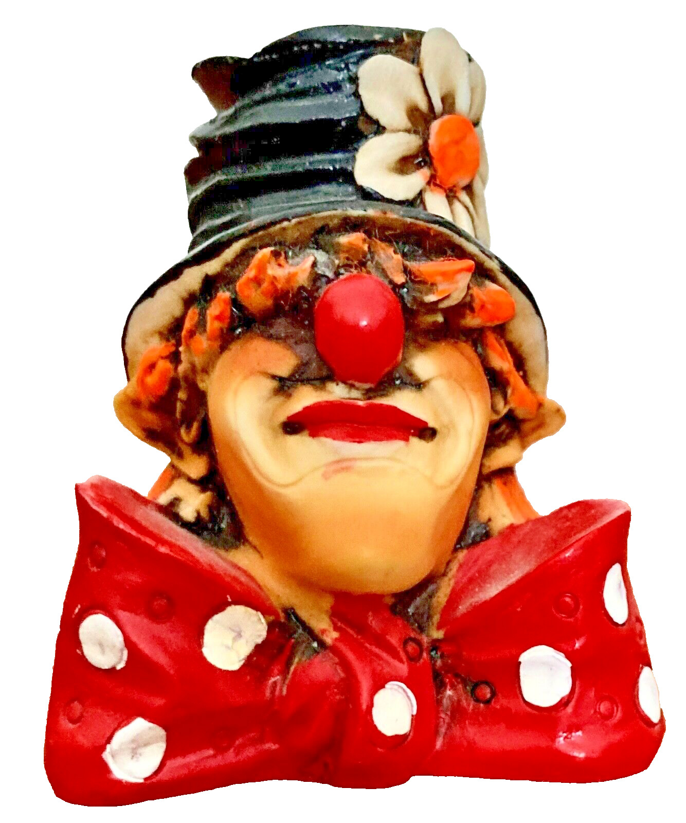 Vintage Artifice Ottanta Clown Figurine Made of Wood In Italy
