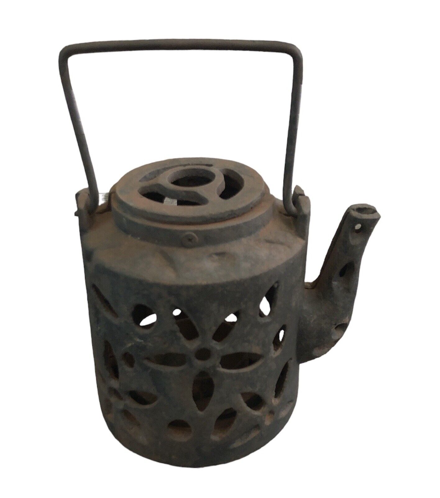 Japanese 1920’s Antique Starry Nights Cast Iron Yard Garden Decor Teapot Lantern