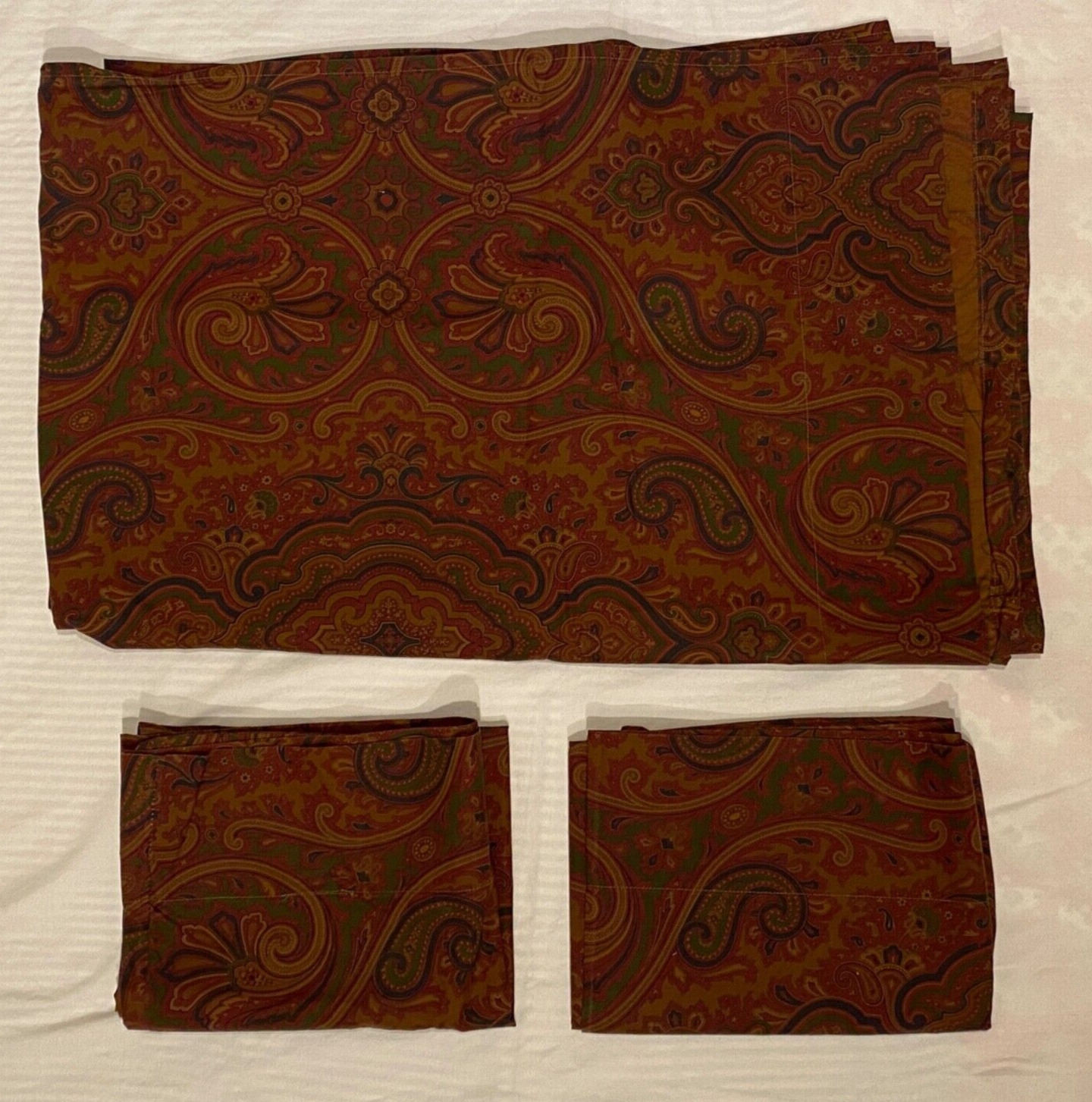 Vintage Ralph Lauren Brianna Elizabeth Twin Flat Sheet & 2 Pillow Cases Paisley