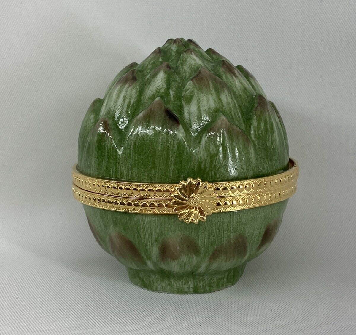 Vintage Takahashi Artichoke Hinged Porcelain Trinket Jewelry Box
