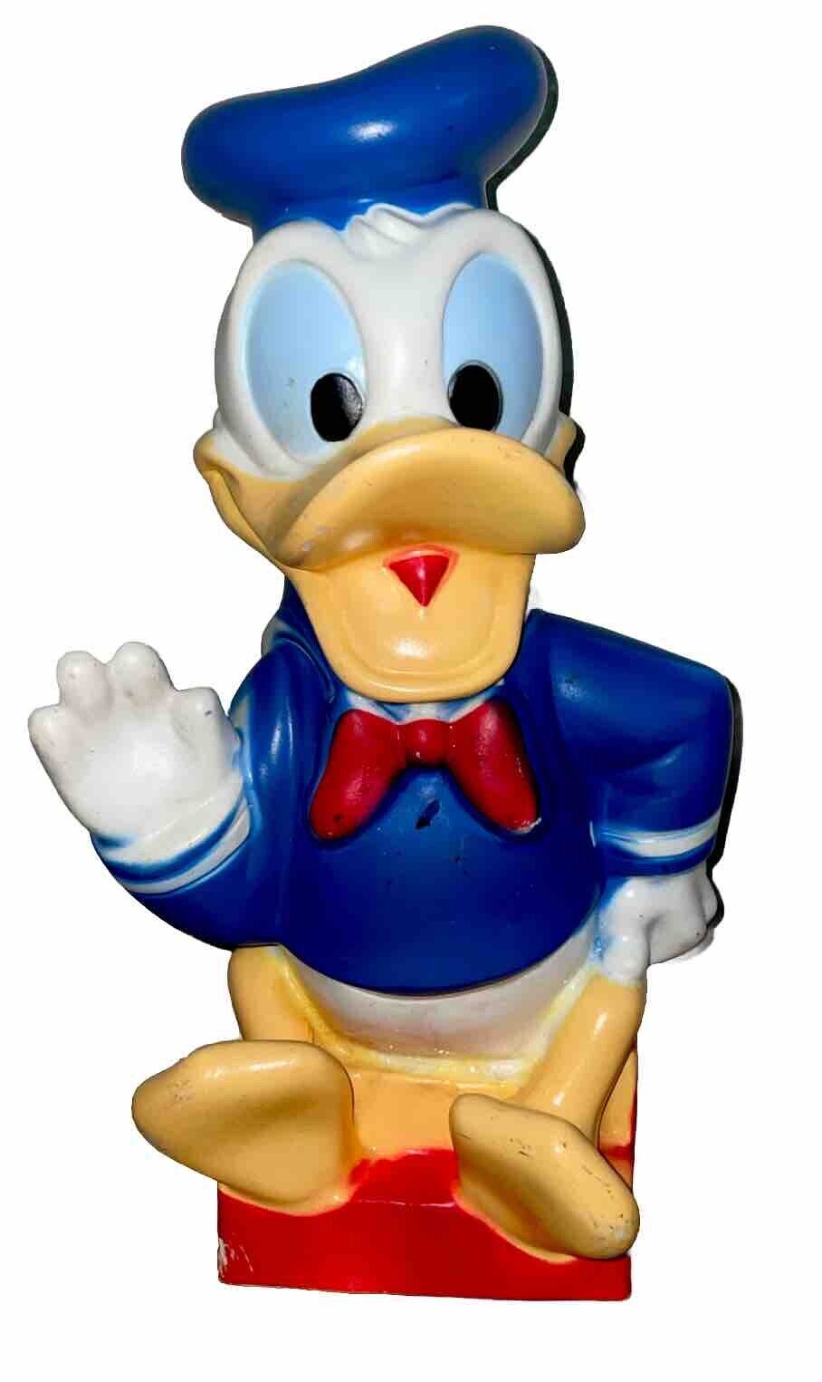 Vintage Walt Disney Donald Duck Piggy Bank Play Pal Plastics 11” tall w/o plug