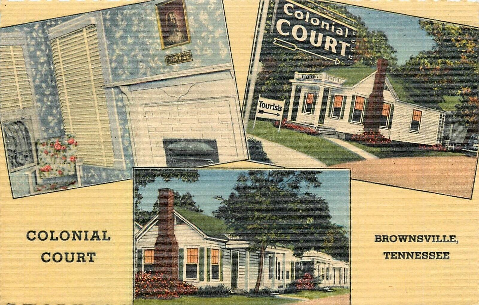 Postcard 1924 Tennessee Brownsville Colonial Court multi View Teich TN24-4374