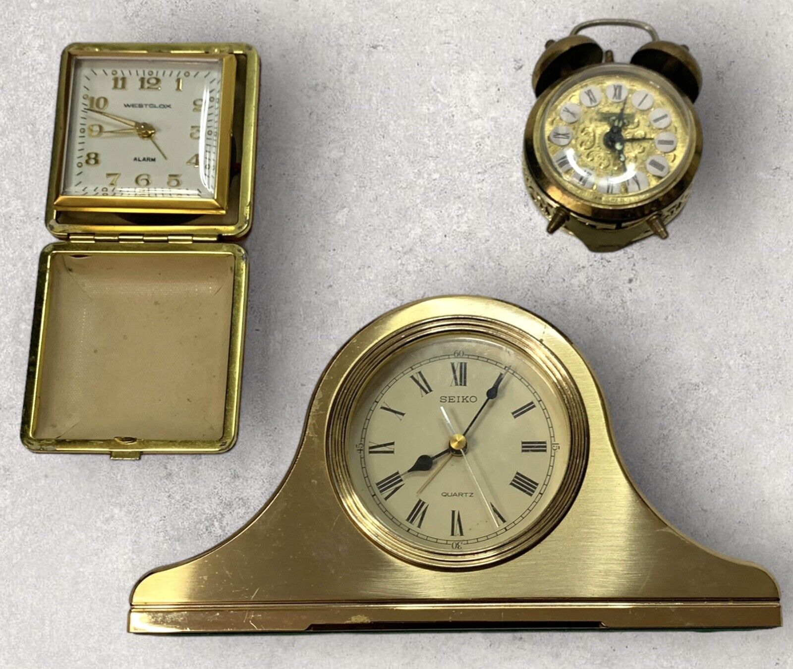 Vintage Rare Jerger Seiko Westclox Alarm Mantel Clock Lot Untested For Parts