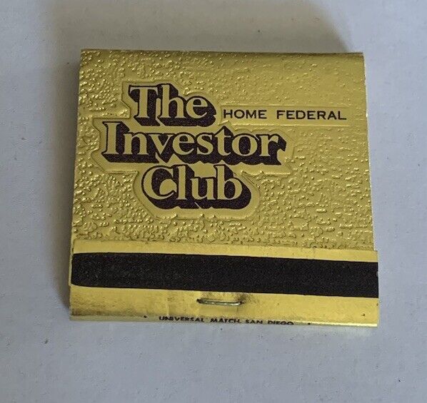 Vintage Matchbook The Investor Club Home Federal California Unstruck Complete