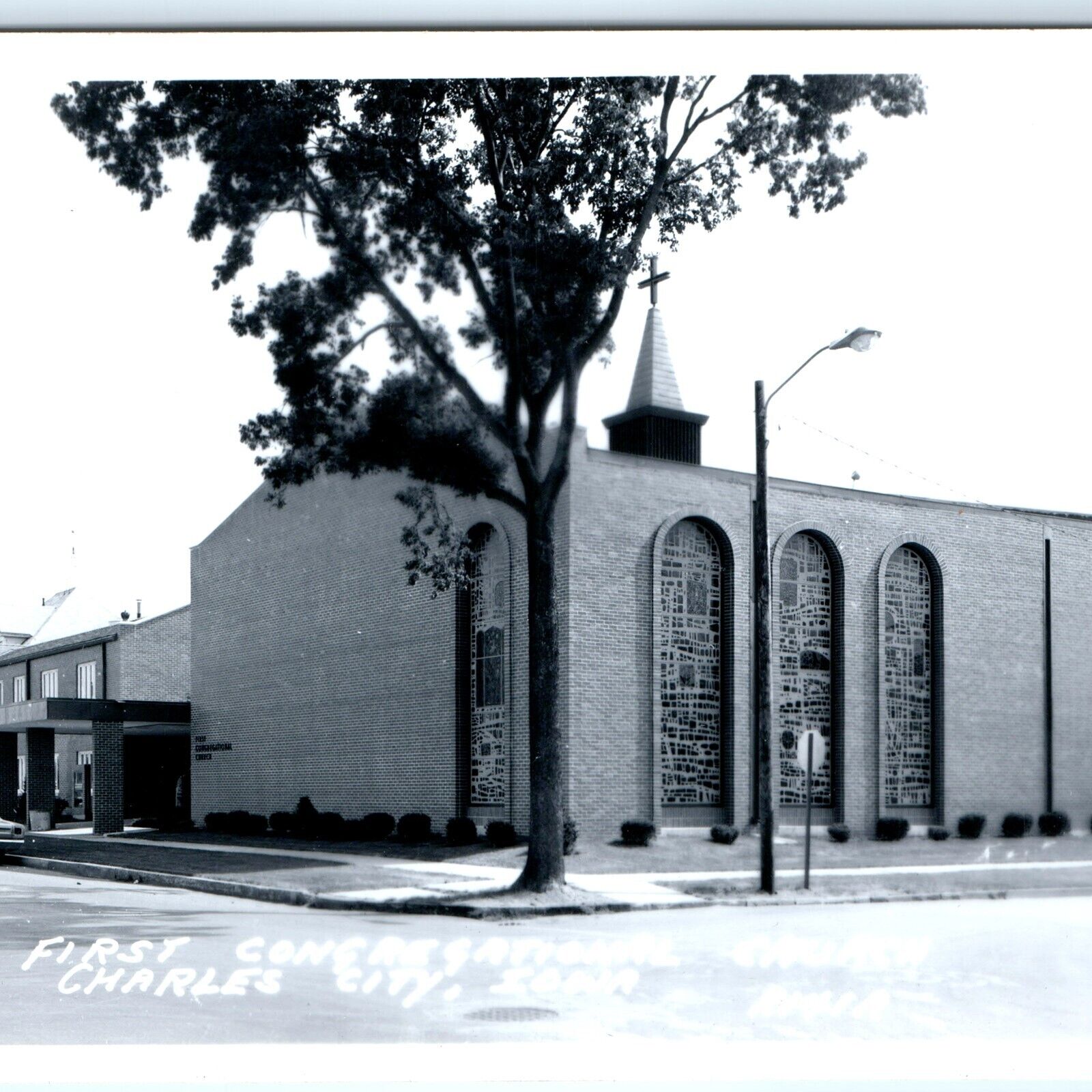 c1960s Charles City IA RPPC First Congregational Church Real Photo Postcard A110