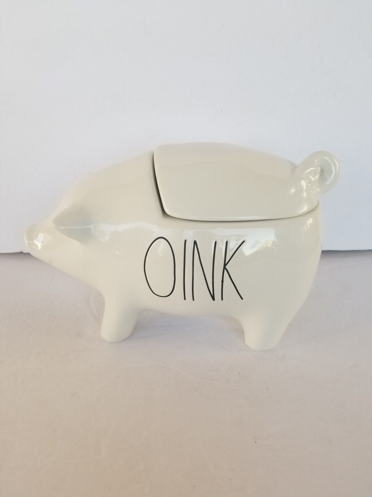 New Rae Dunn Oink Canister White Pig Cookie Jar. Rare