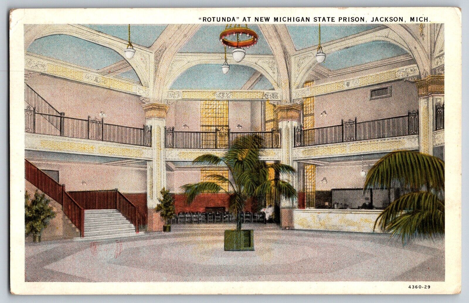 Jackson, Michigan MI - Rotunda At New Michigan State Prison - Vintage Postcard