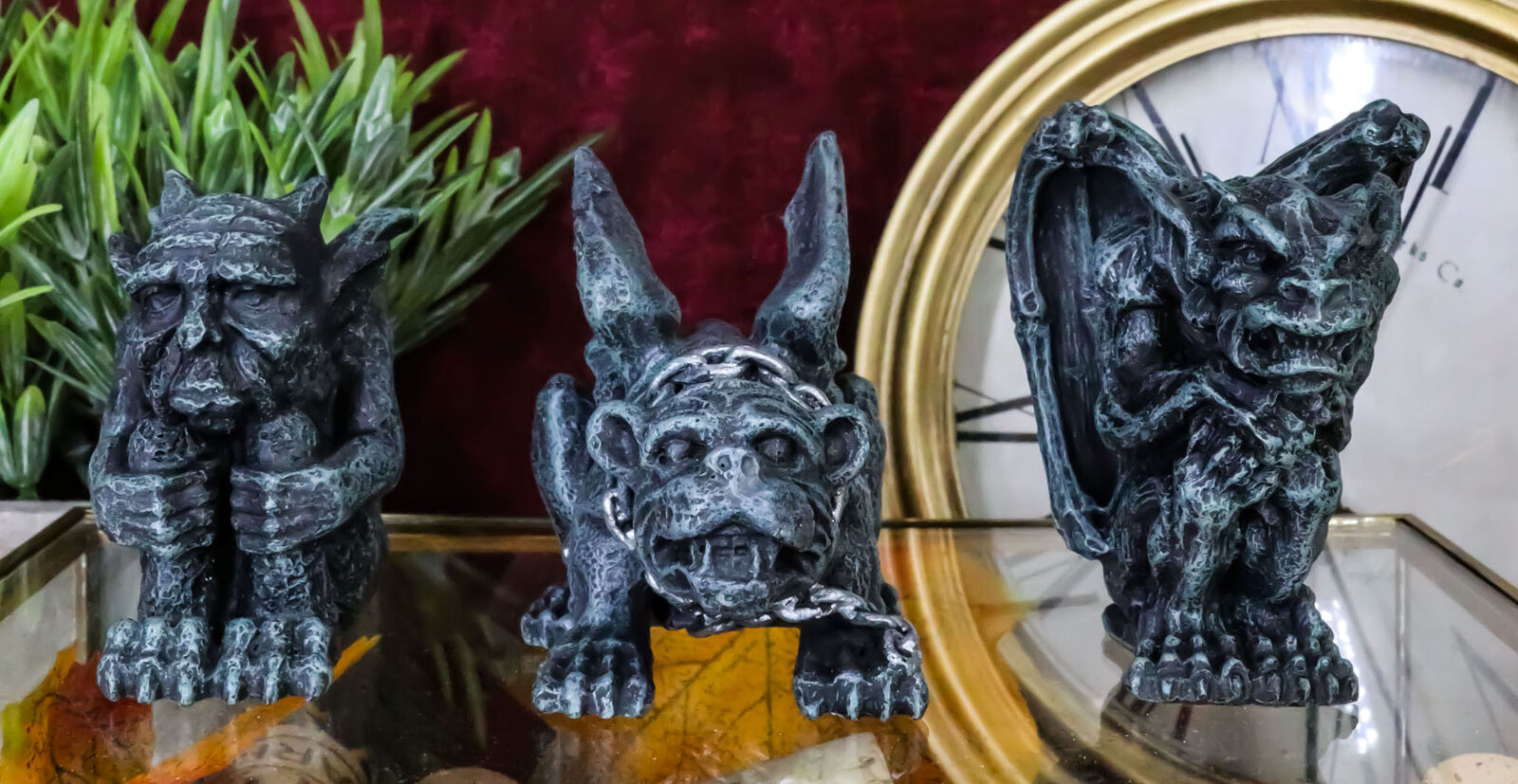 Chained Gothic Stoic Gargoyles Chimera Guardian Figurines Miniature Set 3