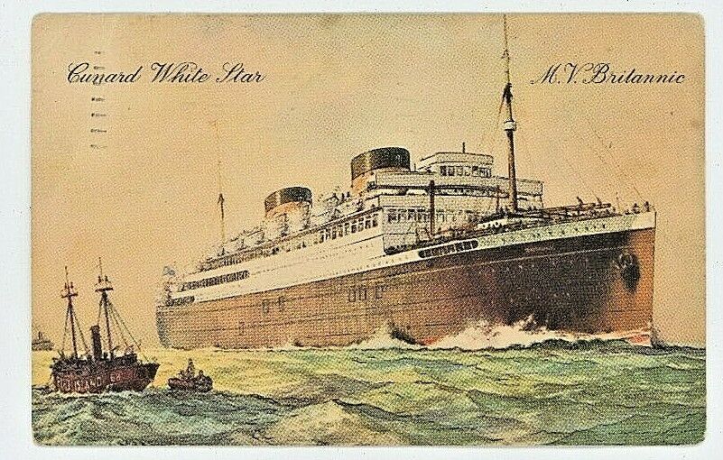 Vtg Postcard, MV Britannic, Cunard White Star Lines, BN3, steamship cruise ship