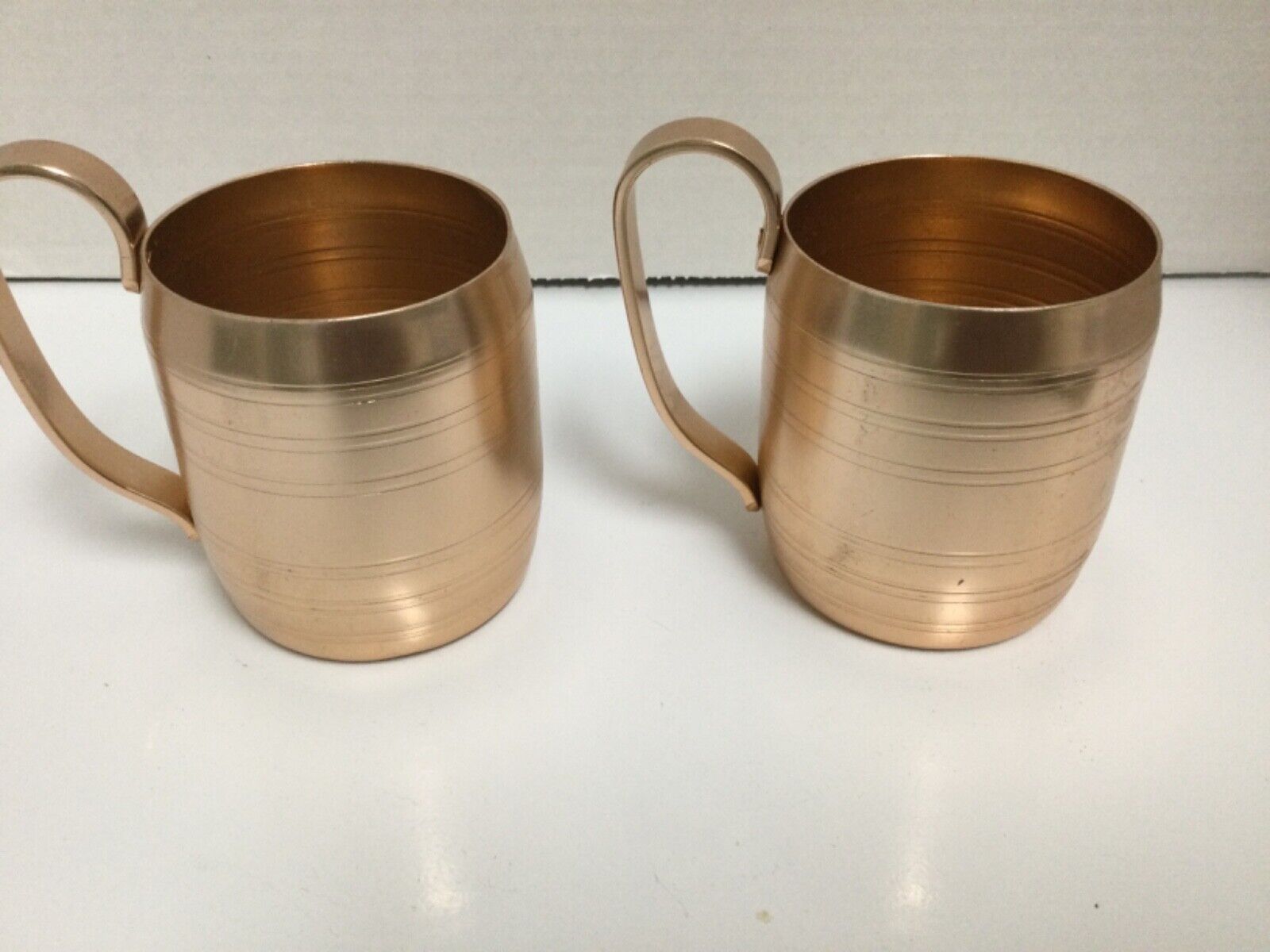 Pair Vintage Copper Colored Aluminum Cup Mugs MCM Barware 50s Moscow Mule