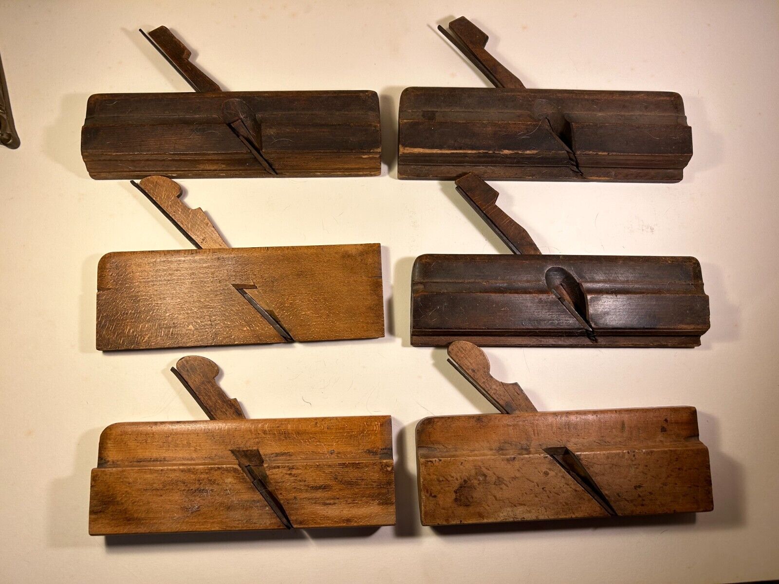 6 Vintage Antique Wooden Moulding Plane Carpentry Woodworking Hand Tools 1880s